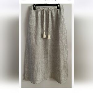 Tahari Light Gray Linen Maxi Skirt